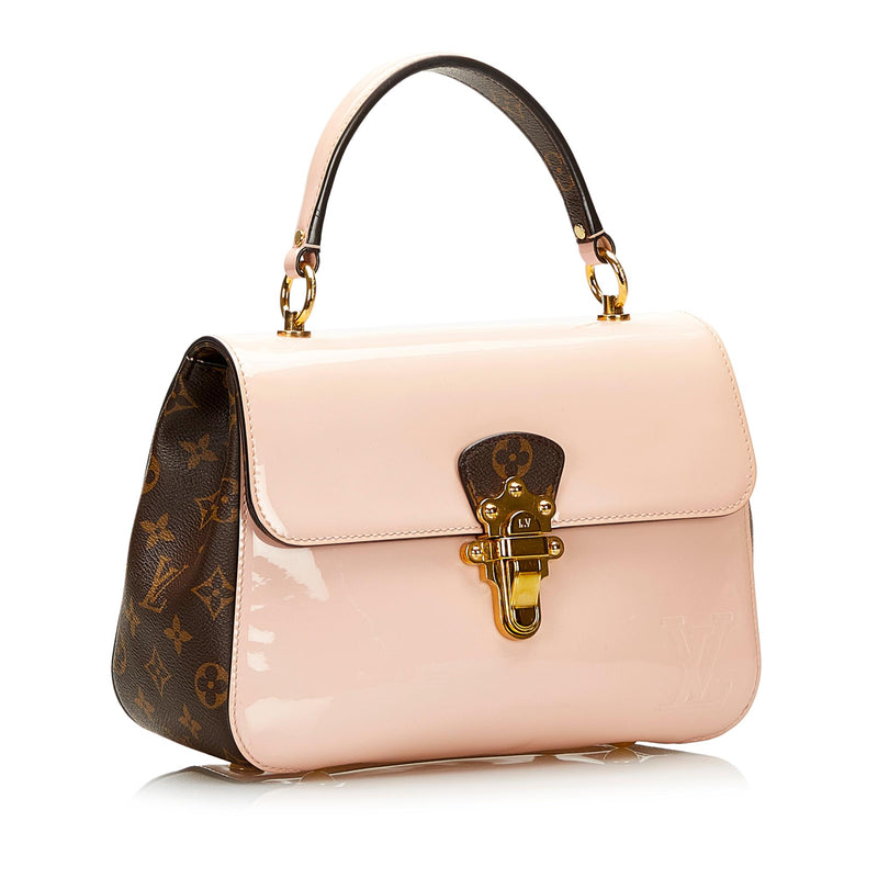 Louis Vuitton Cherrywood Handbag Vernis with Monogram Canvas BB Brown, Pink