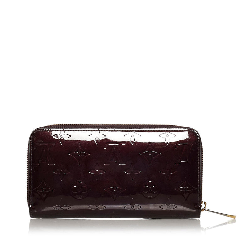 Auth Louis Vuitton Vernis Zippy Wallet Long Wallet Patent Leather Red  *J1137C