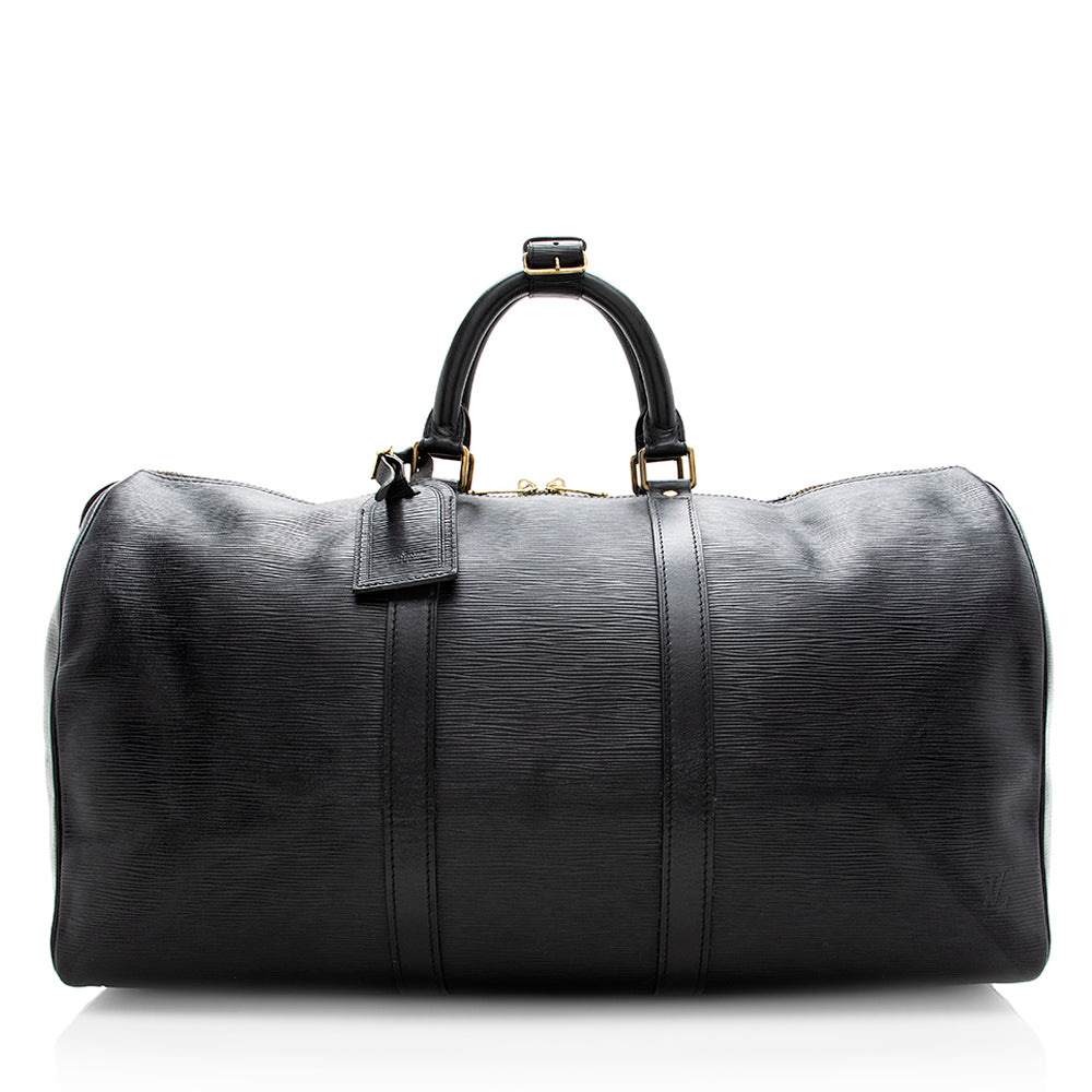 LOUIS VUITTON Keepall bag in black epi leather, vintage…