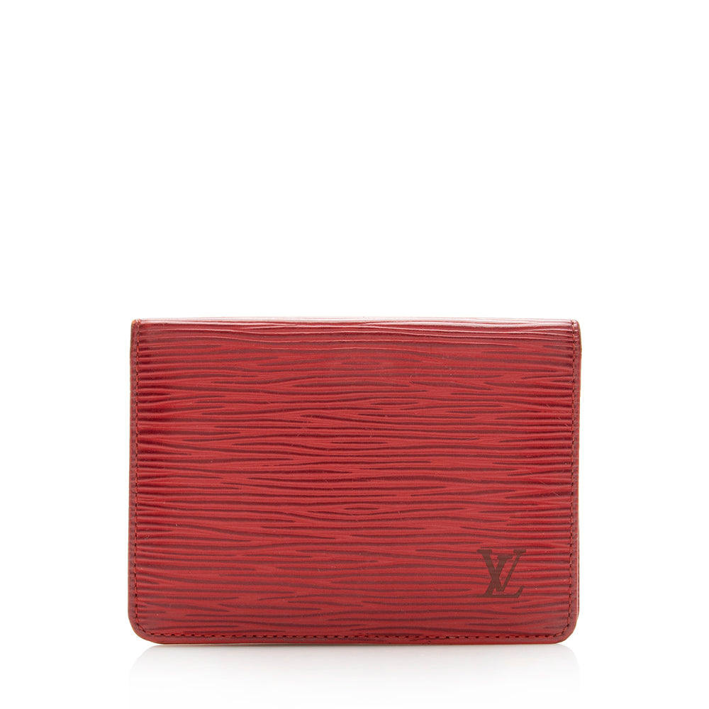 Louis Vuitton LV Business Card Holder Case Wallet Blue Epi Denim Leather  Auth