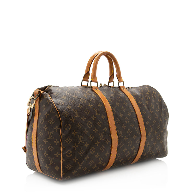 Louis Vuitton Keepall Bandouliere 50 Brown Canvas Travel Bag (Pre-Owne