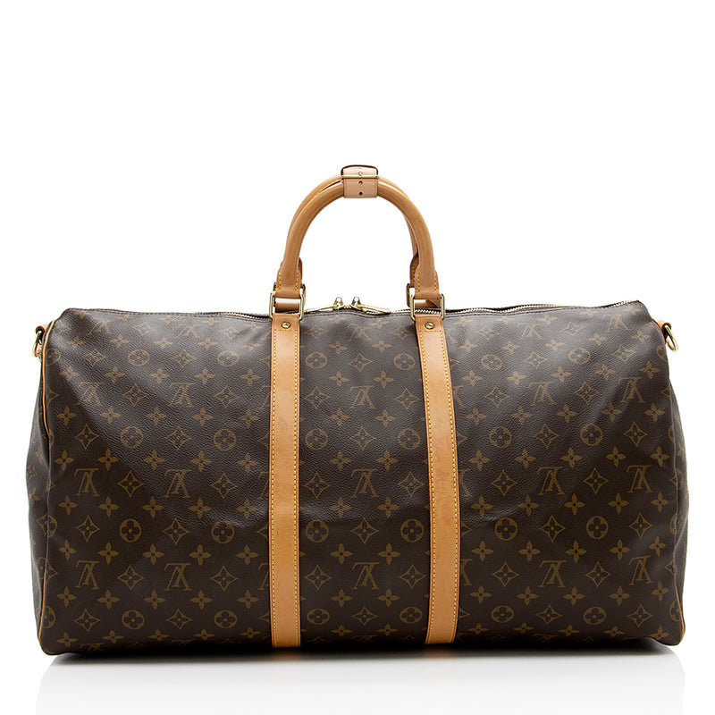 Louis+Vuitton+Keepall+Bag+Duffle+55+Brown+Canvas for sale online
