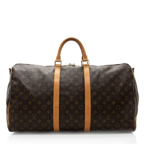 Louis Vuitton Vintage Monogram Canvas Keepall Bandouliere 55 Duffle Bag (SHF-18608)