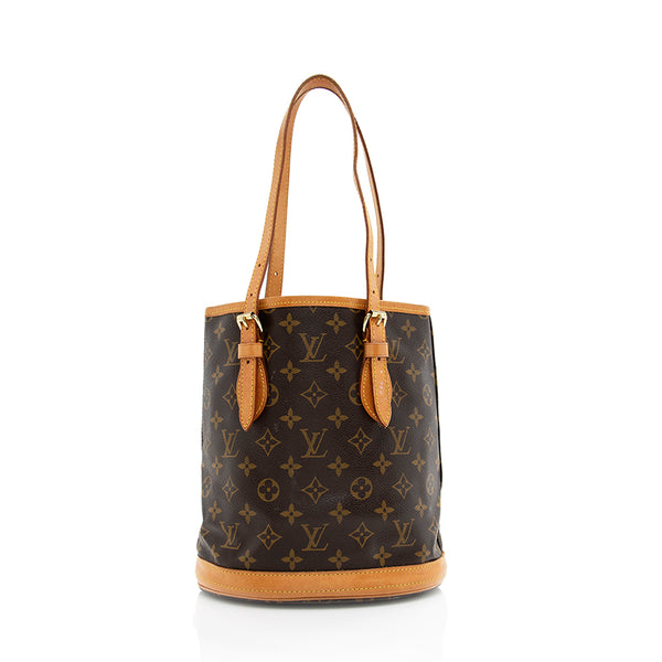 Louis Vuitton Vintage Monogram Canvas Petit Bucket Tote (SHF-18459)