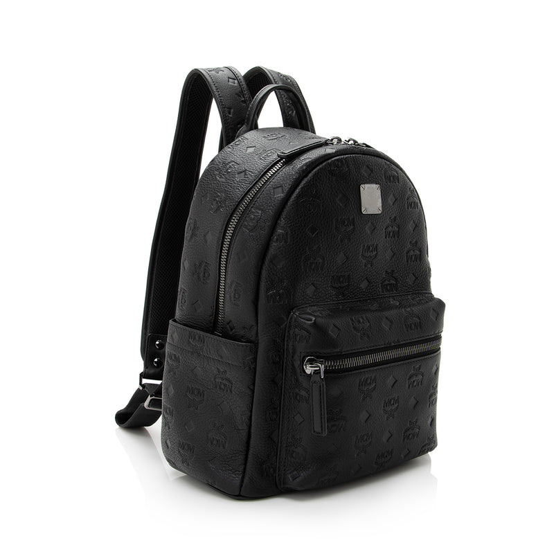 MCM Backpack Monogram Ottomar Leather Black in Calfskin Leather
