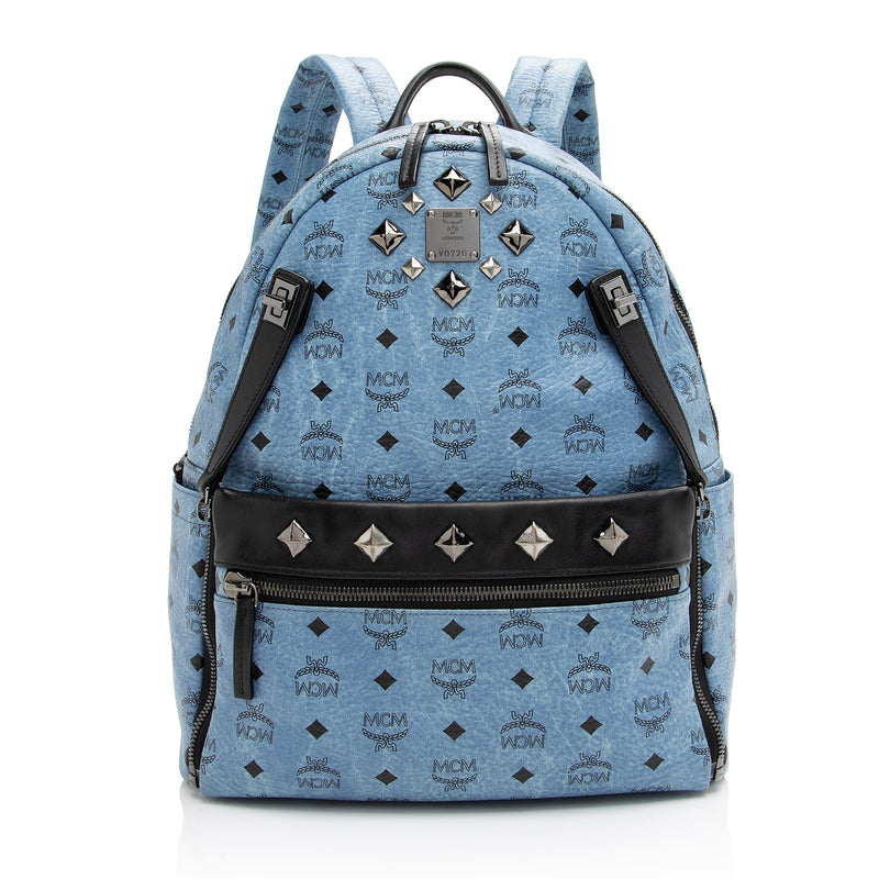 NEW MCM Blue Stark Visetos Backpack