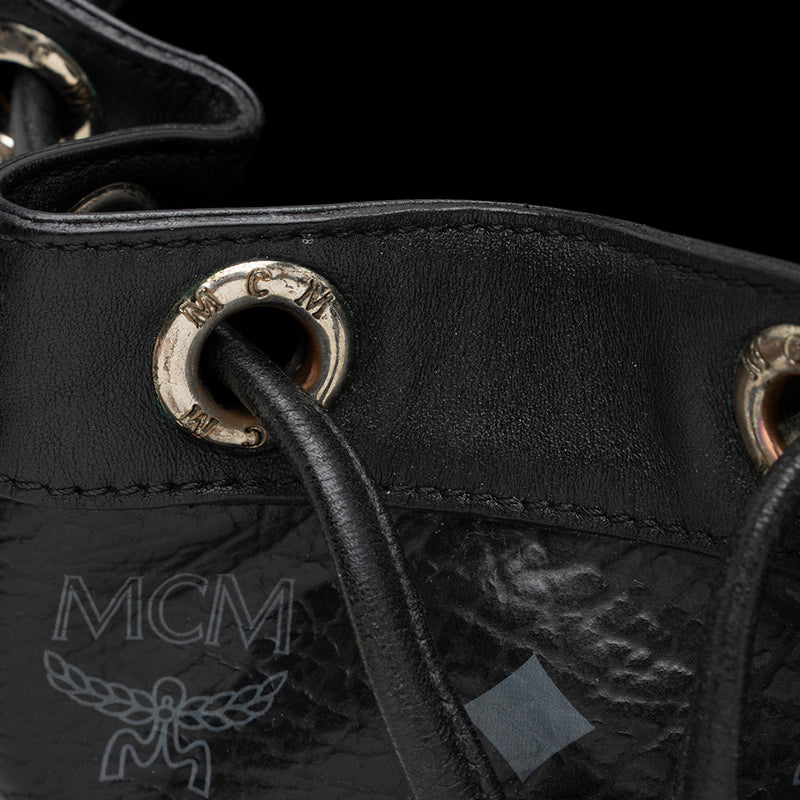 MCM Visetos Leather Drawstring Bucket Bag (SHG-27637) – LuxeDH