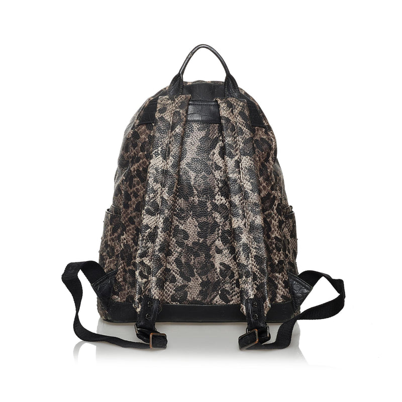 animal-print leather backpack, MCM