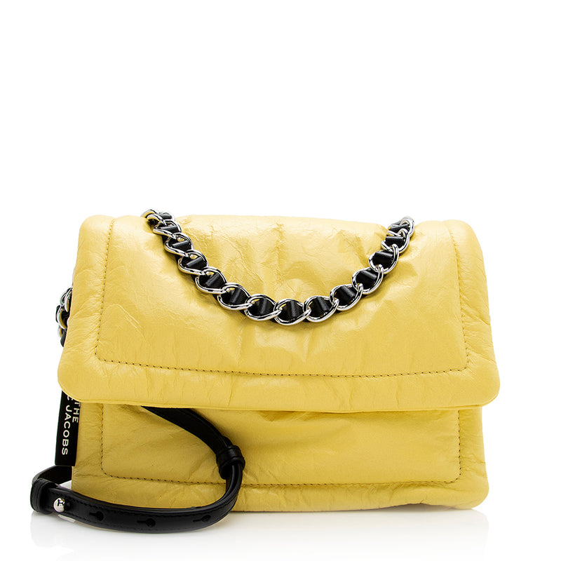 MARC JACOBS THE MINI PILLOW SHOULDER BAG IN BLACK LEATHER