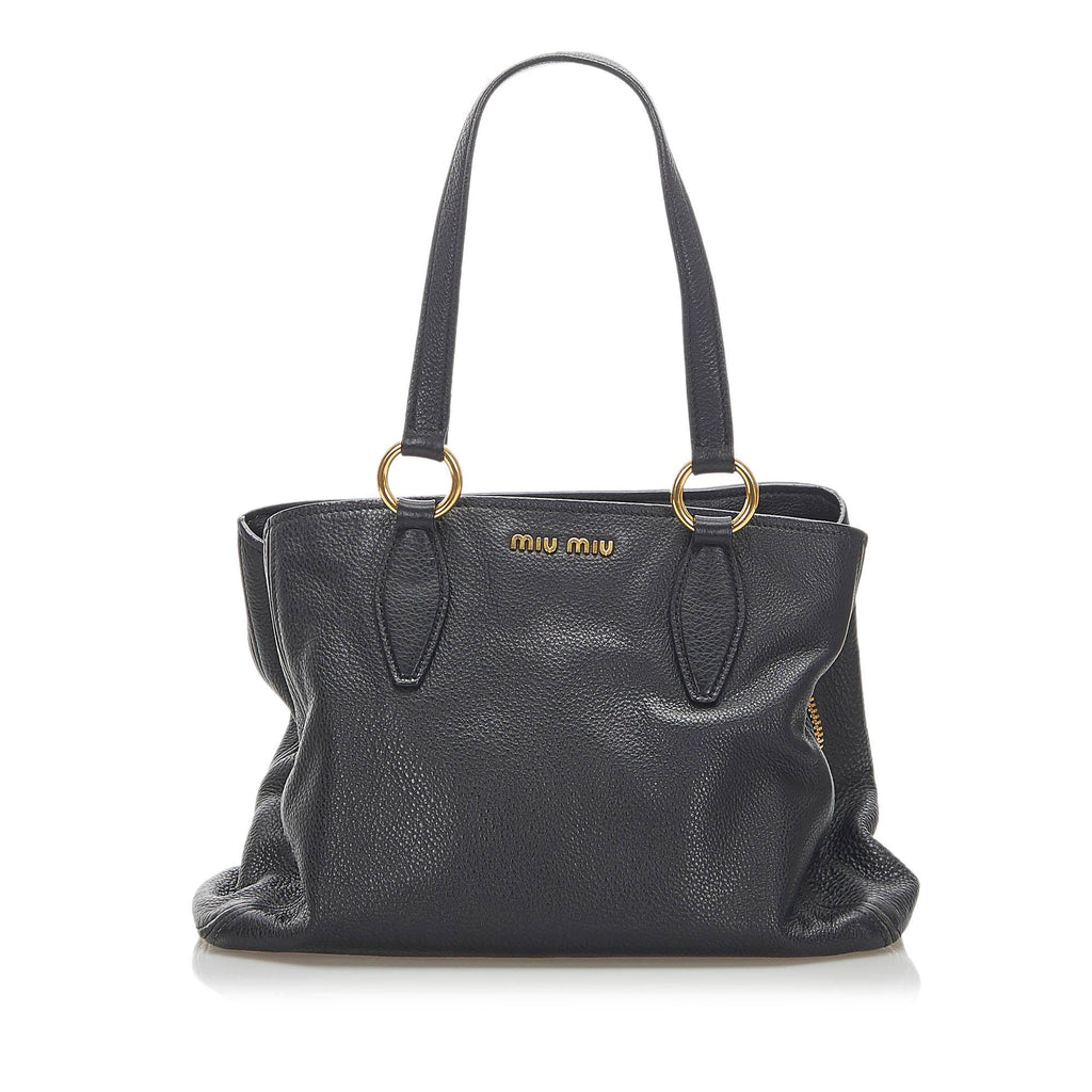 Miu Miu Leather Tote Bag (SHG-18645) – LuxeDH