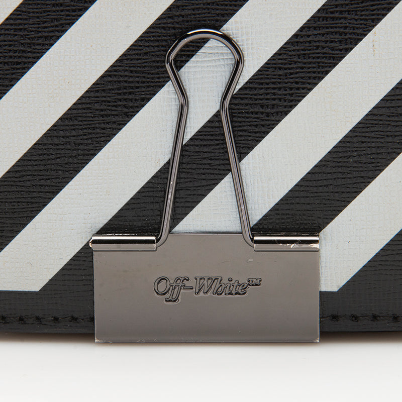 NEW Off-White Virgil Abloh White Diagonal Stripes Binder Leather