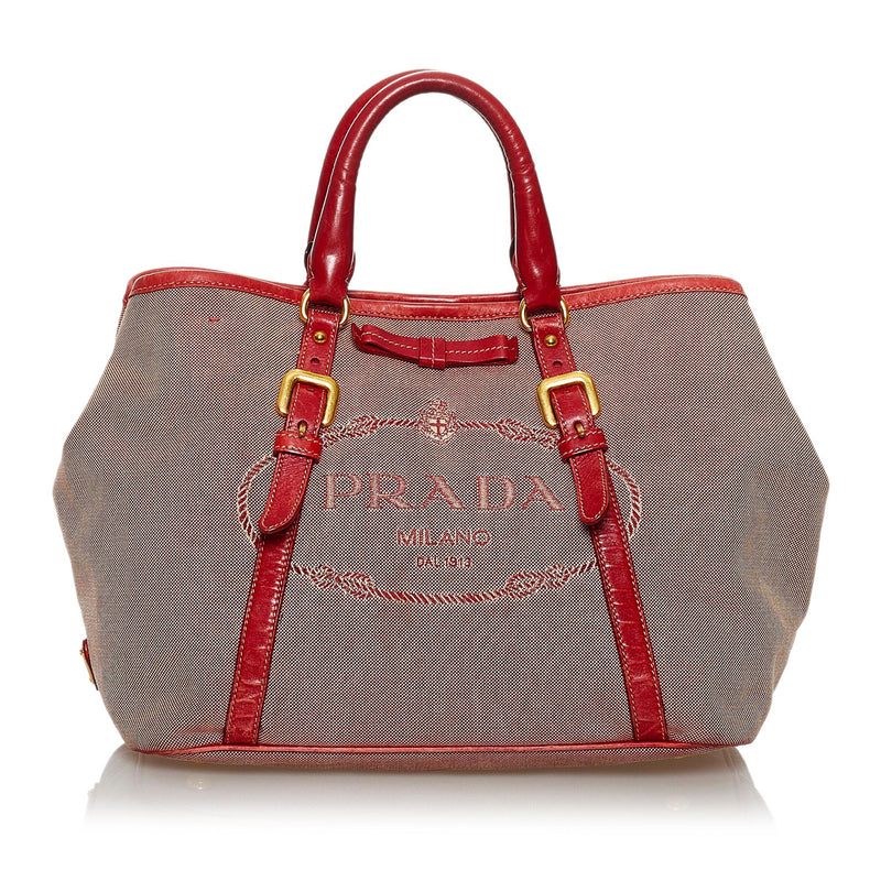 Prada Red Soft Calf-Trimmed Saffiano Esplanade