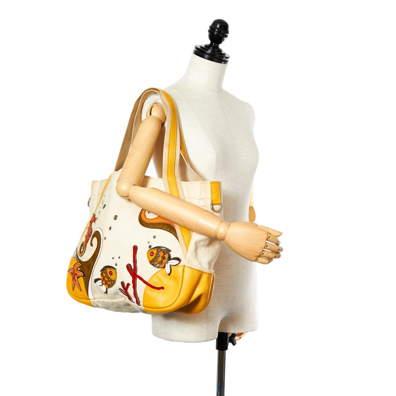 Prada Canapa Logo Canvas Tote Bag (SHG-30280) – LuxeDH