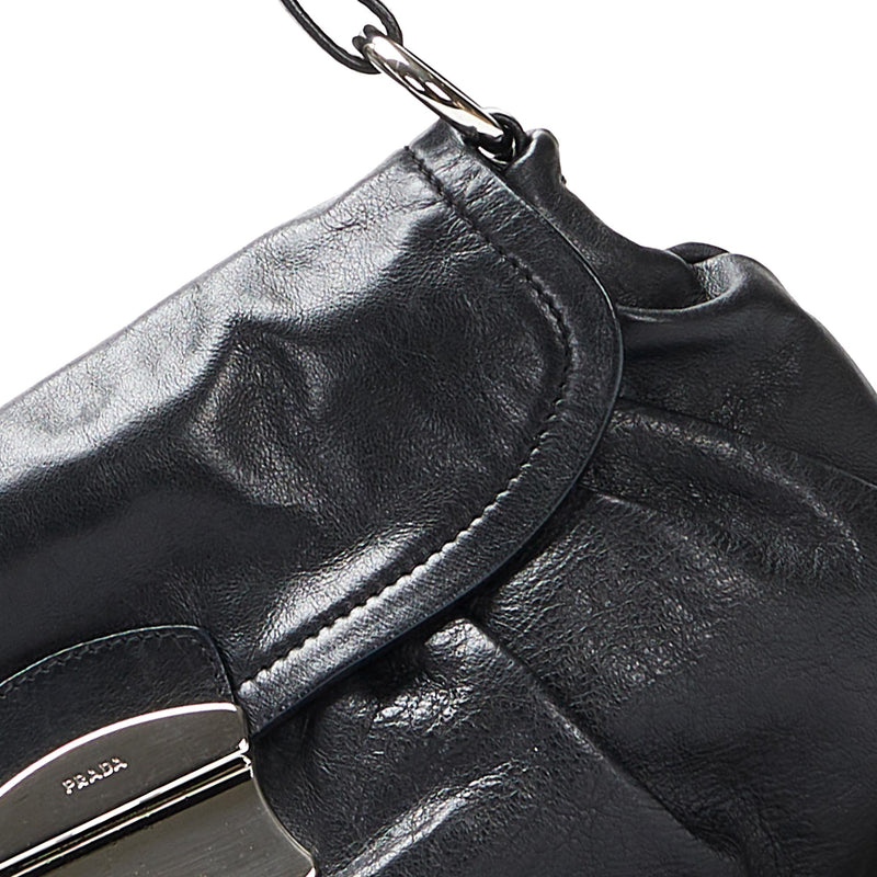 Prada Women's Leather Shoulder Bag, Black, One Size : Amazon.in: Shoes &  Handbags