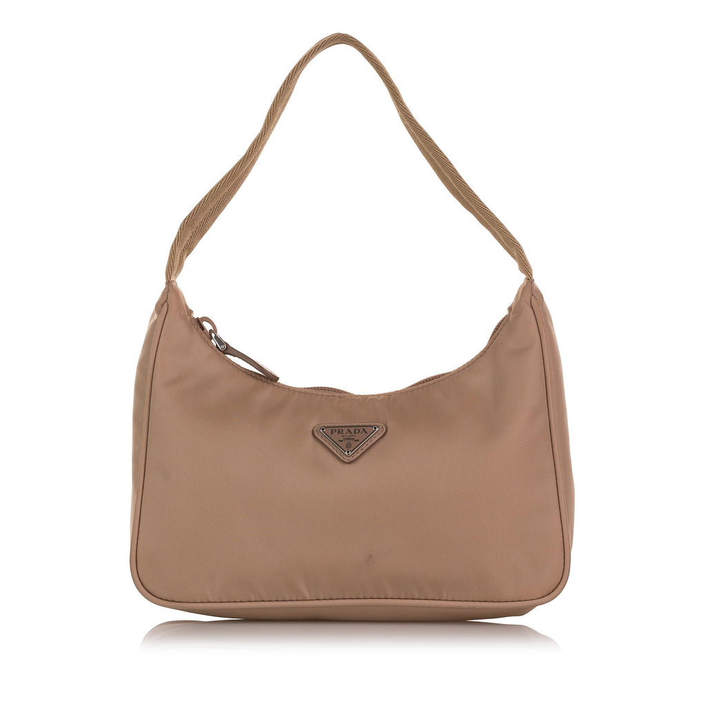 Prada Beige Nylon and Leather Re-Edition 2005 Baguette Bag