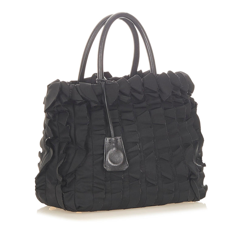 Prada Padded Tote Bag Quilted Re-Nylon with Leather Small Black