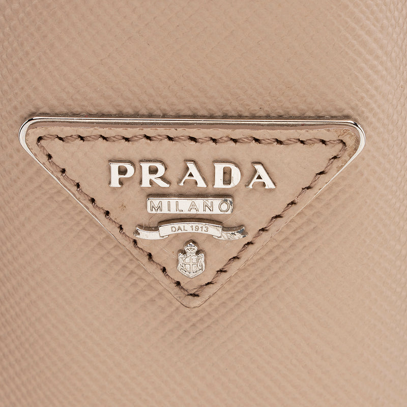 Prada Beige Saffiano Cuir Leather Medium Double Handle Tote Prada