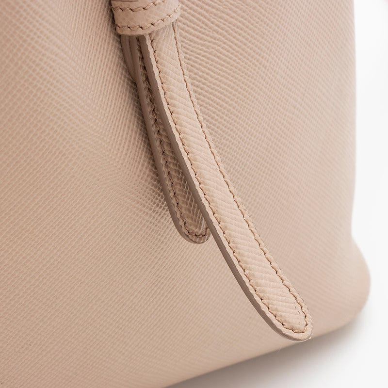 Prada Grey Saffiano Cuir Leather Twin Tote Bag BN2823