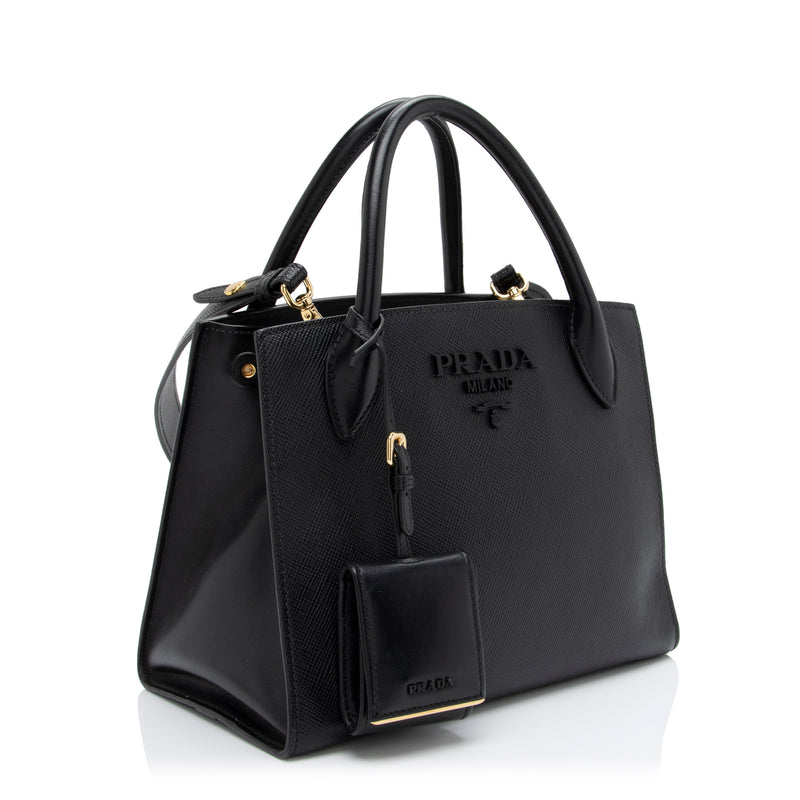 Saffiano Leather Prada Monochrome Bag in White – COSETTE