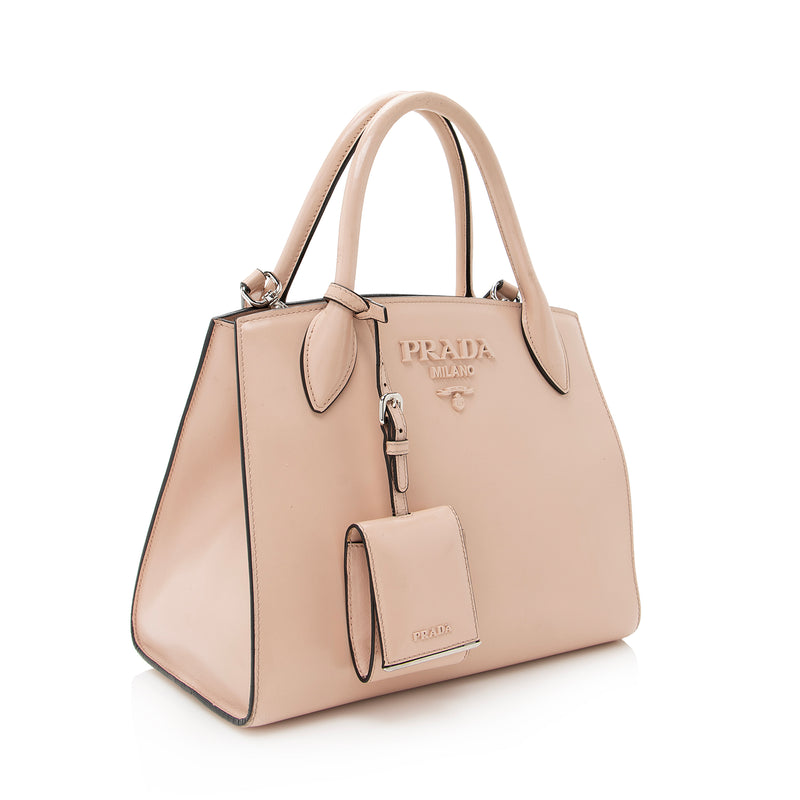 Prada Saffiano Handbag Rose Beige in Calfskin Leather with Gold-tone - US