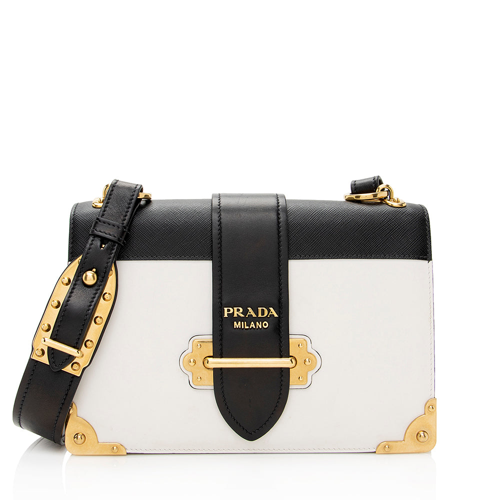 Sell Prada Cahier Bag - Black/Gold/White
