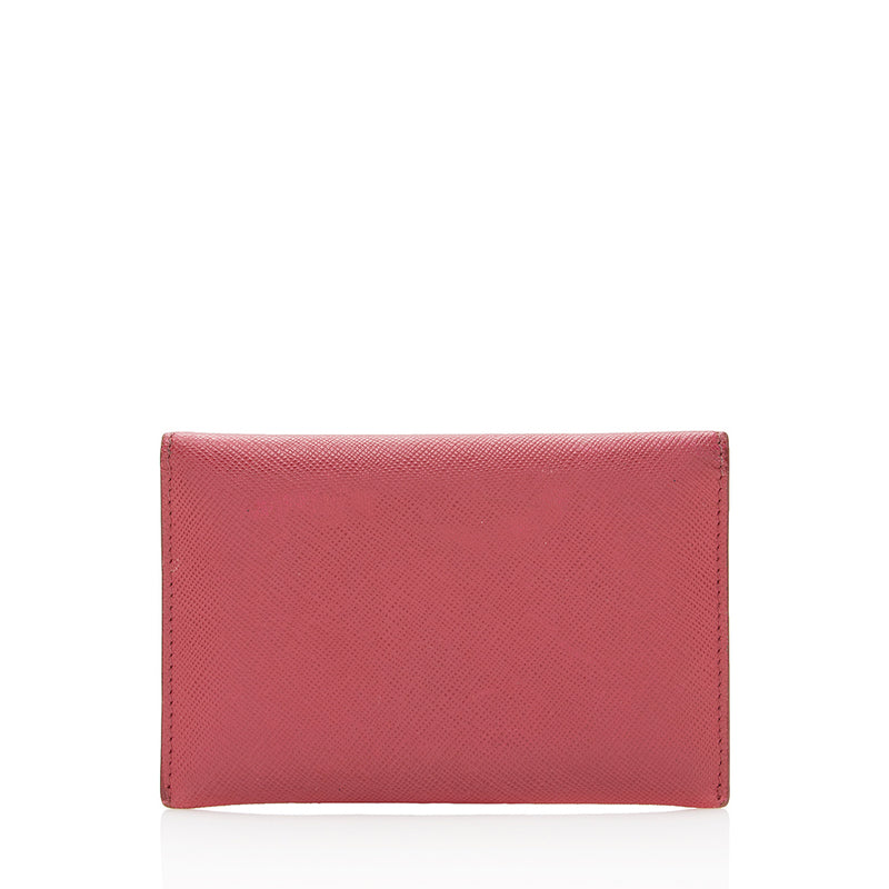Prada Saffiano Leather Card Holder in Pink
