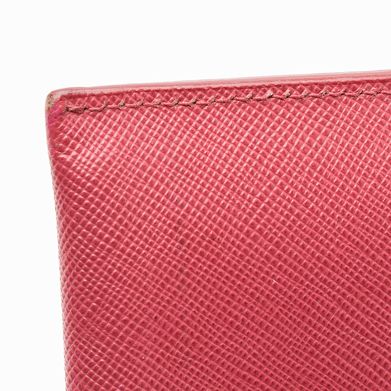 Prada Saffiano Leather Card Holder in Pink