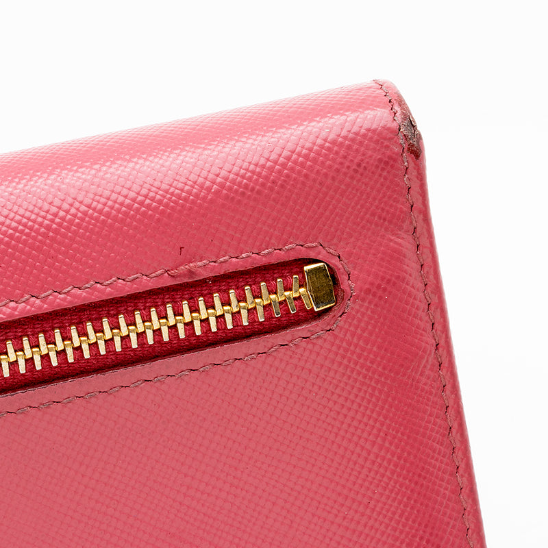 Peony Pink Small Saffiano Leather Wallet