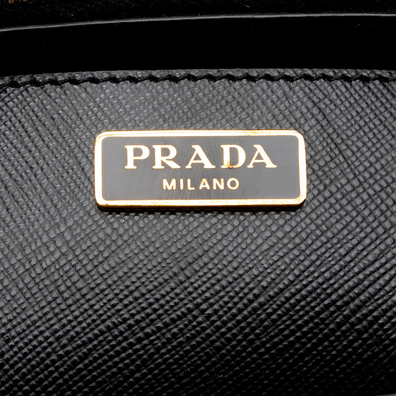 Prada small prada galleria saffiano leather bag in black-Via Manzoni