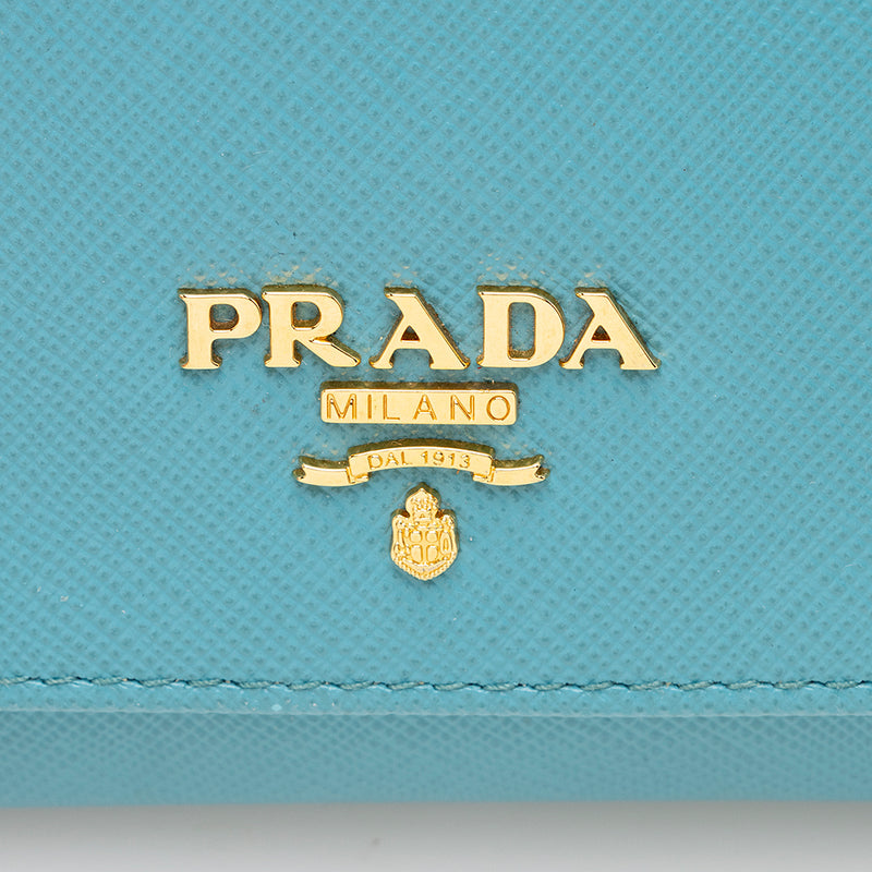 Prada Saffiano Metal Oro Flap Wallet on a Chain