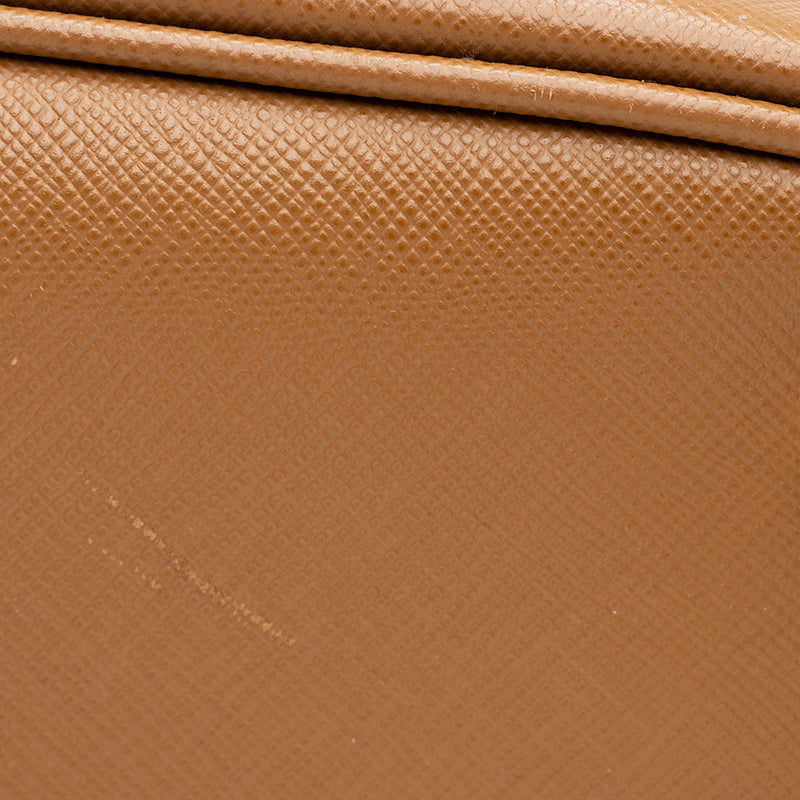 Prada Beige/White Saffiano Lux Leather Parabole Shopping Tote