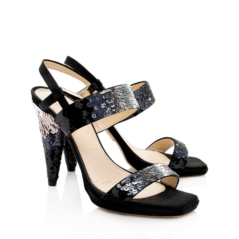 Sparkle Sequins High Heel Slingback Pumps In BLACK