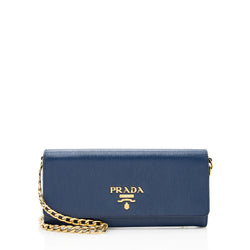 Prada - Navy Blue Saffiano Leather Chain Shoulder Bag