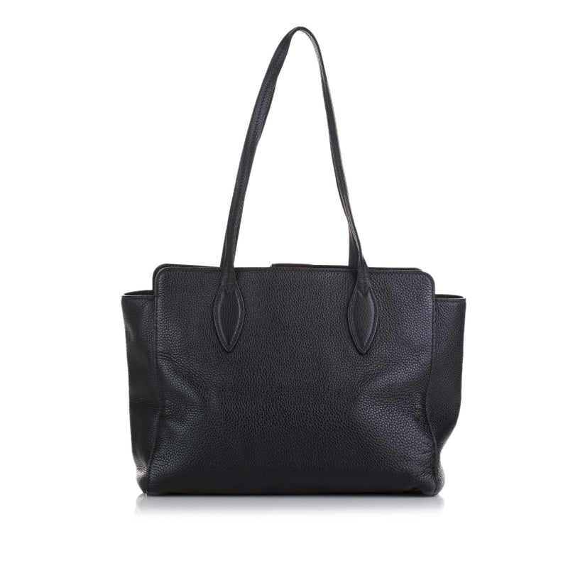 PRADA Vitello Phenix Leather Shoulder Bag Black