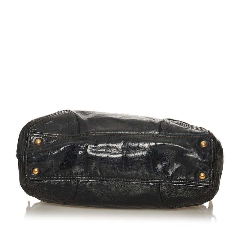 Prada, Bags, Prada Black Vitello Shine Leather Satchel Bag