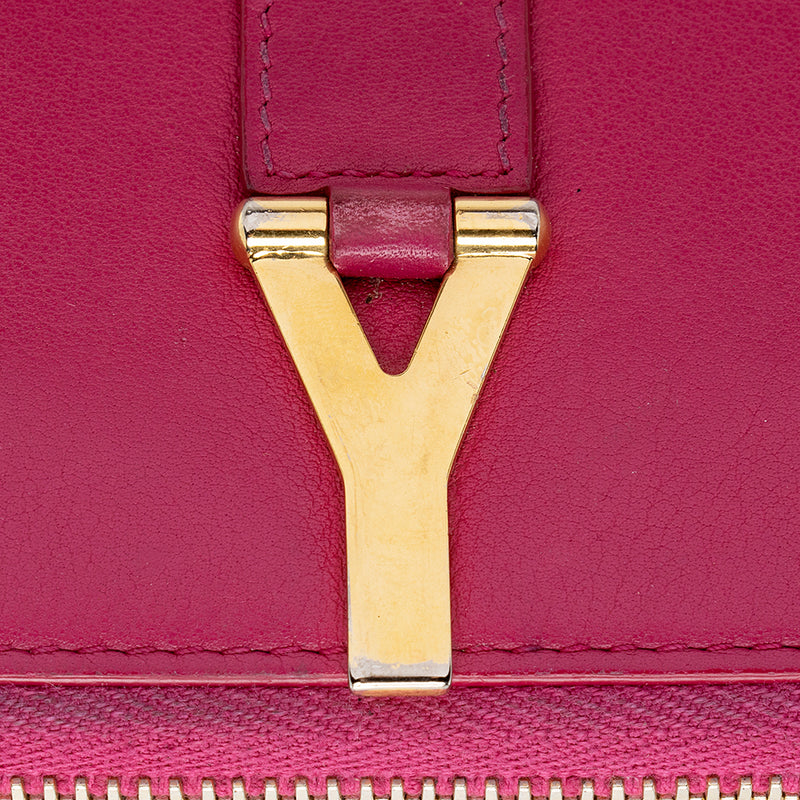 Ysl Yves Saint Laurent Logo Leather Full-Zip Wallet Black Pochette