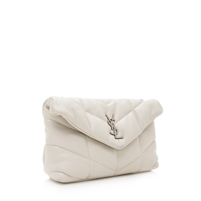 Saint Laurent Lou Puffer Small Shoulder Bag, Leather Bag, in Natural