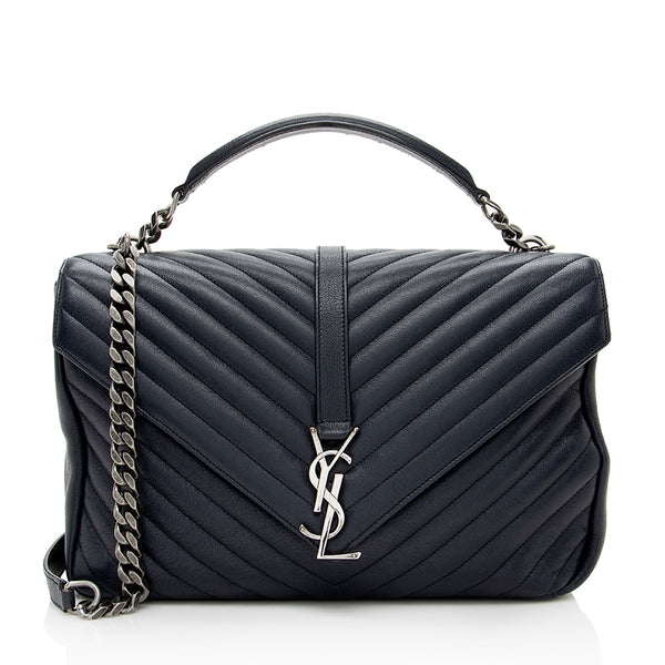 Saint Laurent Matelasse Calfskin Classic Monogram College Large Shoulder Bag (SHF-18581)