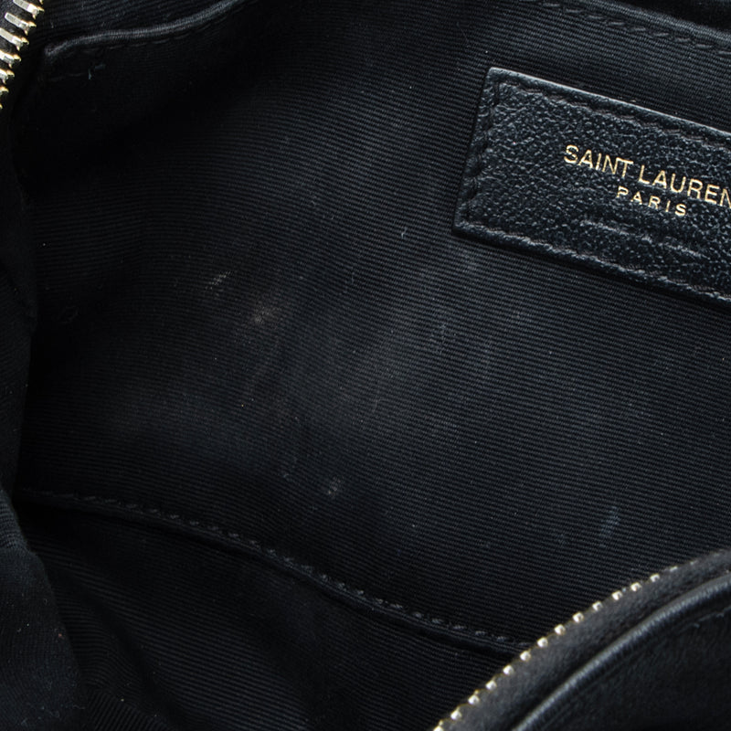 Saint Laurent White And Black Lou Striped Canvas Camera Bag