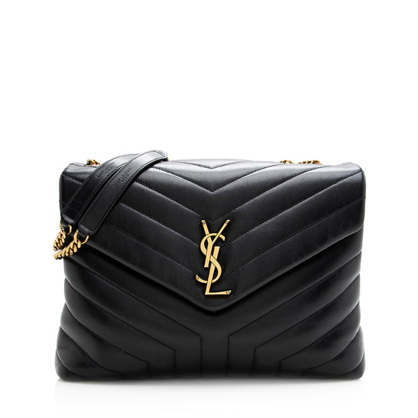 Saint Laurent Matelasse Calfskin Monogram LouLou Chain Medium Shoulder Bag (SHF-21165)