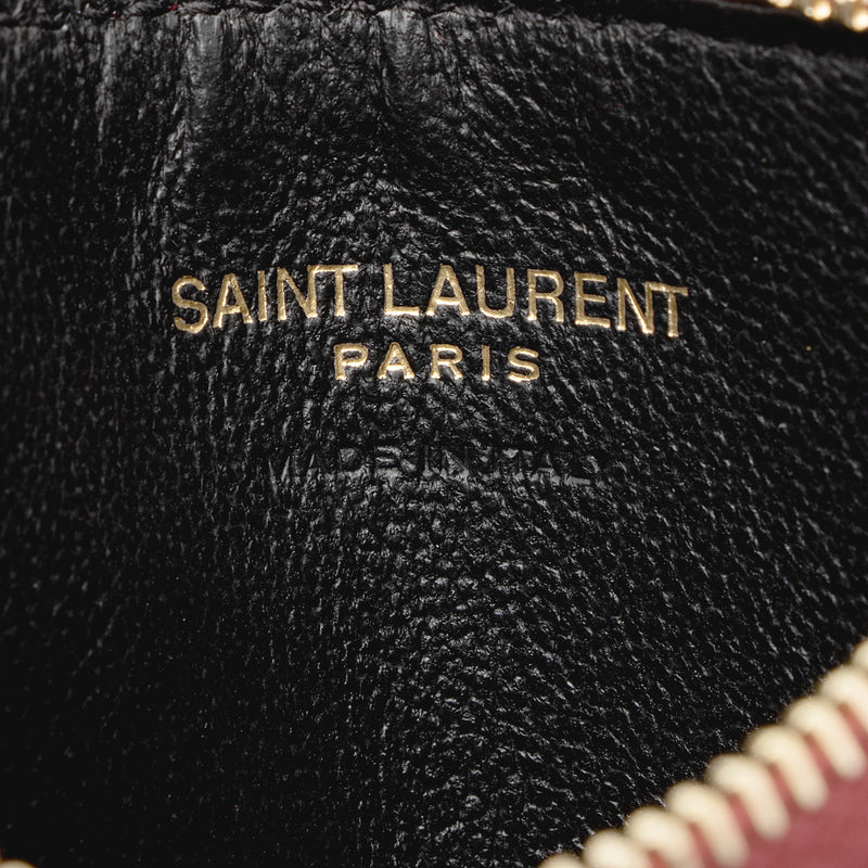 saint laurent paris fragments zipped card case in grain de poudre embossed  leather
