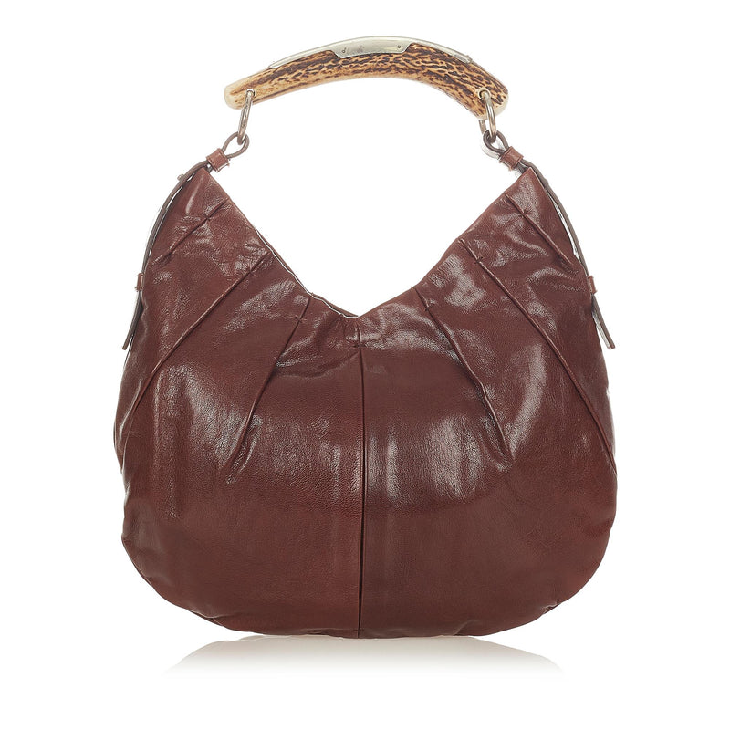 Saint Laurent Mombasa Double Horn Leather Shoulder Bag (SHG-24253) – LuxeDH