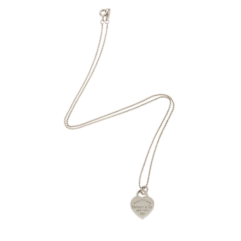 Heart Tag Pendant in Sterling Silver with a Diamond, Mini