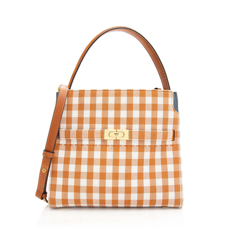 Tory Burch Canvas Gingham Lee Radziwill Petite Double Satchel (SHF-191 –  LuxeDH