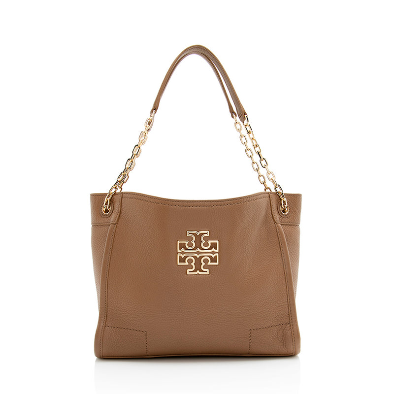 Tory Burch Leather Britten Small Slouchy Tote (SHF-21429) – LuxeDH