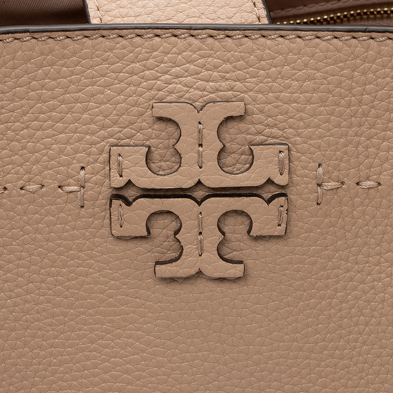 Tory Burch Mcgraw Triple Compartment Satchel Moose Brown Leather