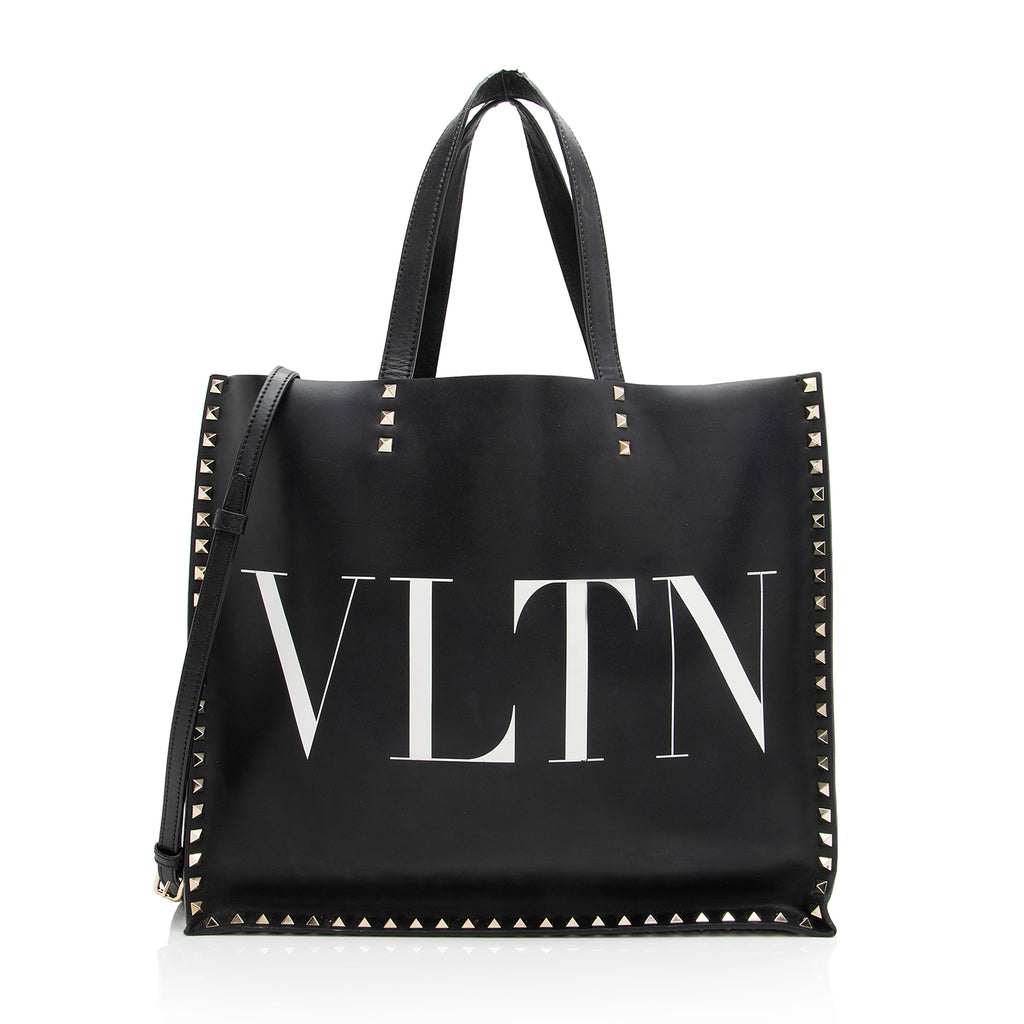 Valentino Calf Leather Rockstud VLTN Convertible Tote (SHF-23282