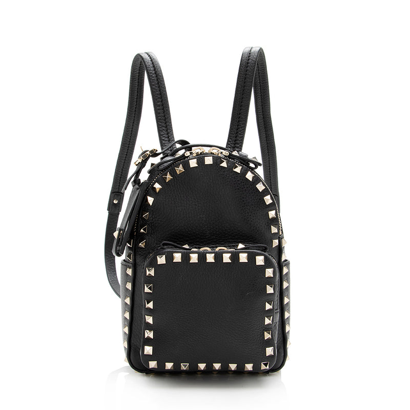 Rockstud leather backpack Valentino Garavani Burgundy in Leather - 32745725