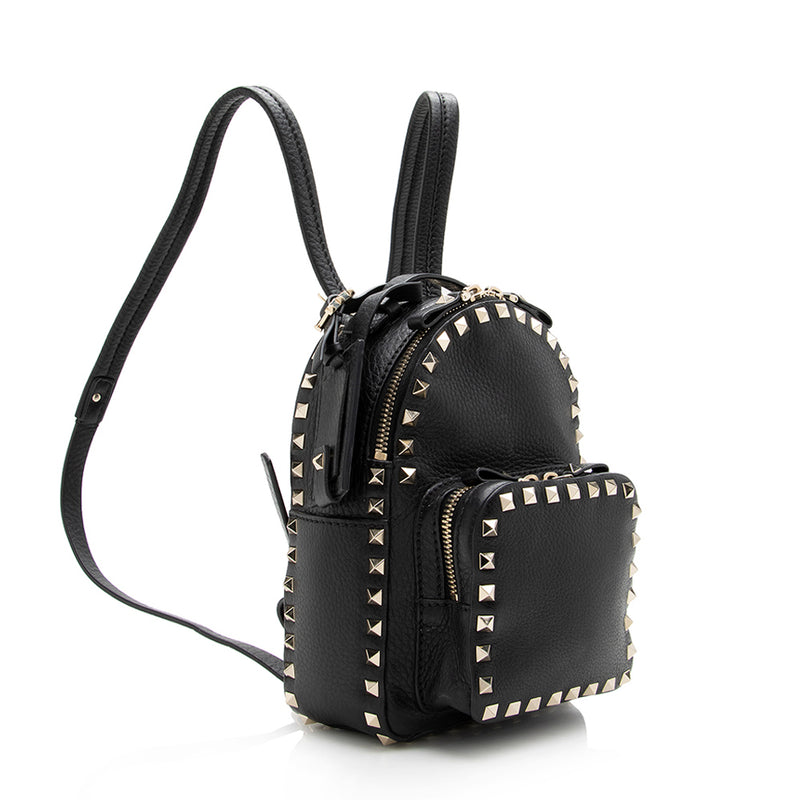 Rockstud leather backpack Valentino Garavani Burgundy in Leather - 32745725