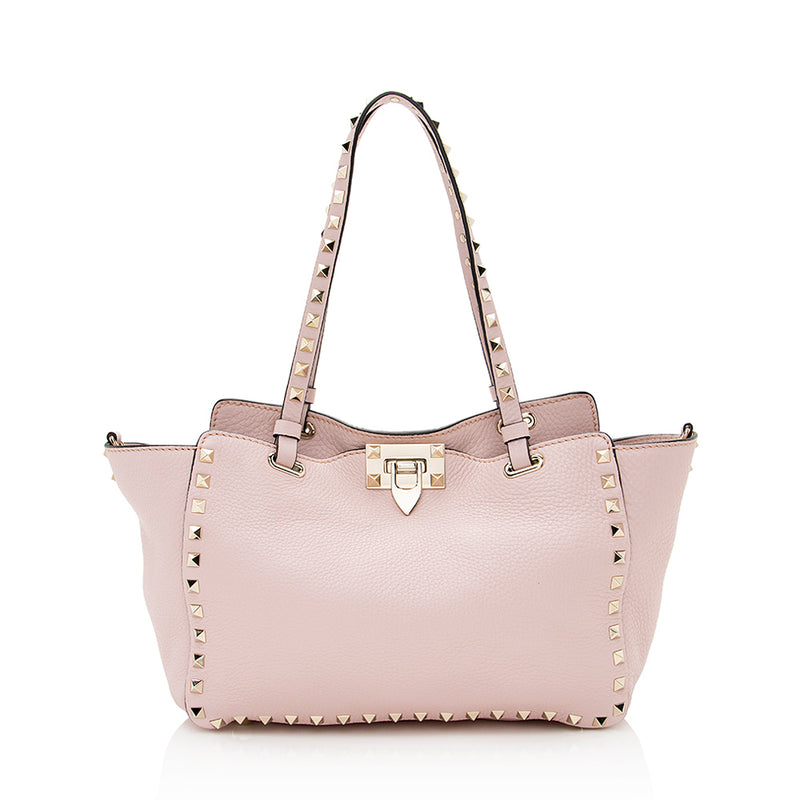 Valentino Leather Rockstud Small Tote (SHF-20205) – LuxeDH